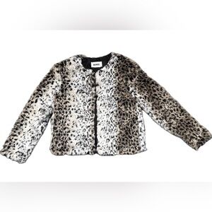 BB Dakota cropped Leopard Print Faux Fur Jacket size Small